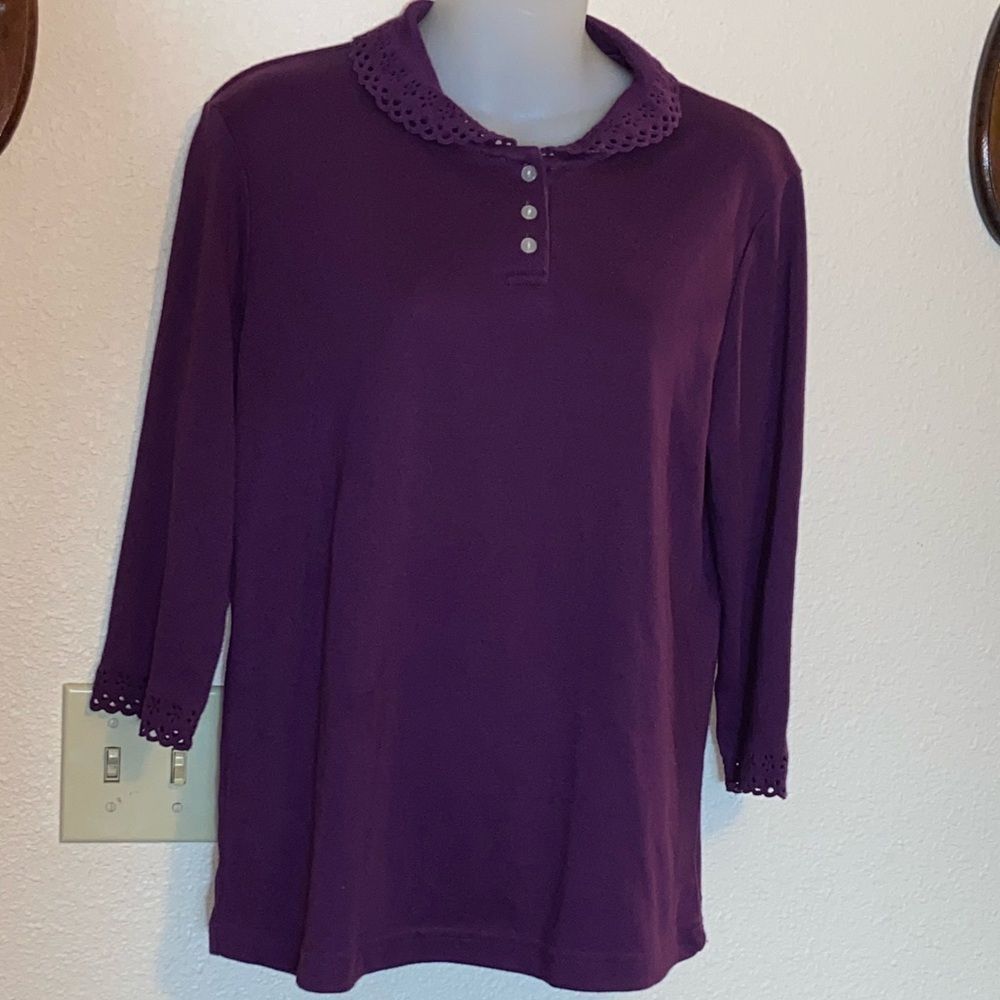 Blair Deep Purple Long Sleeve Top Blouse Size M